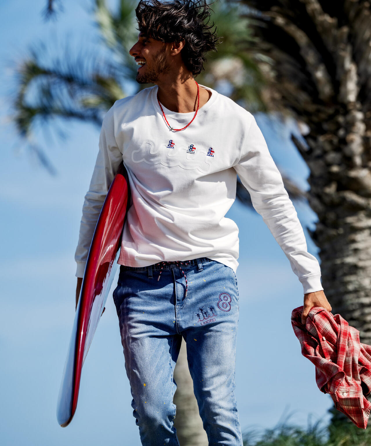 muta MARINE/ムータ マリン/別注 Three America Heart LS TEE | ROYAL