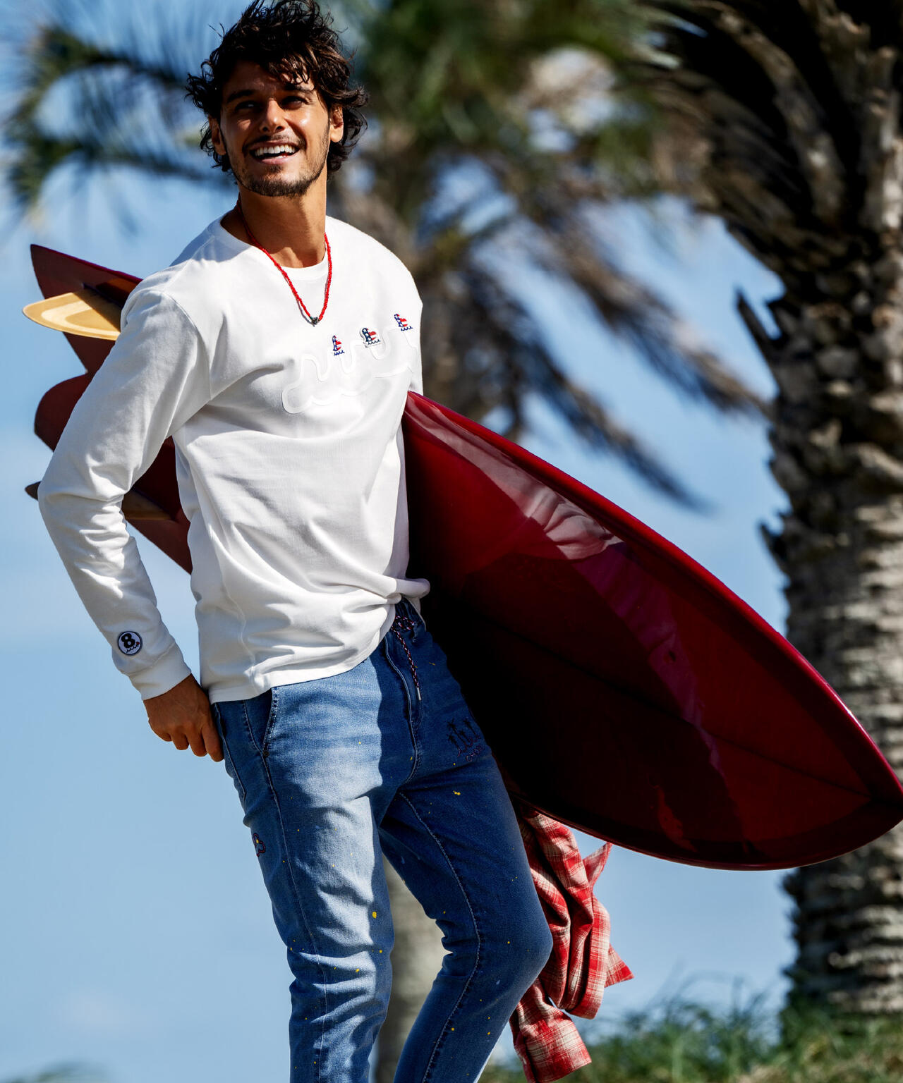 muta MARINE/ムータ マリン/別注 Three America Heart LS TEE | ROYAL