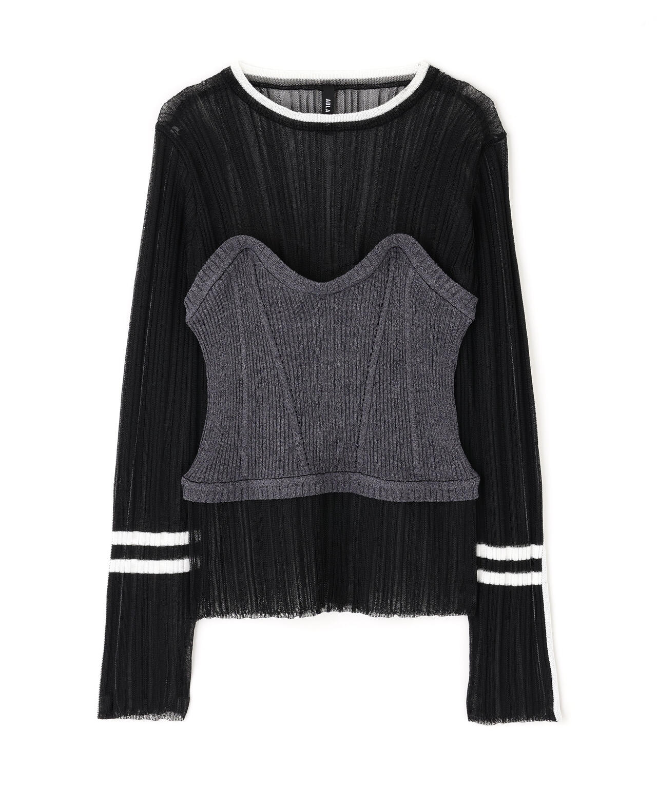 AULA AILA/アウラアイラ/BARE TOP SHEER RIB KNIT