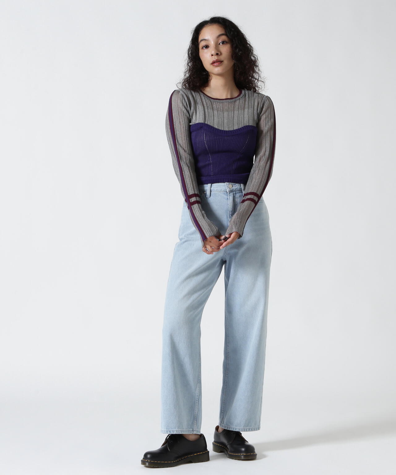 AULA AILA/アウラアイラ/BARE TOP SHEER RIB KNIT