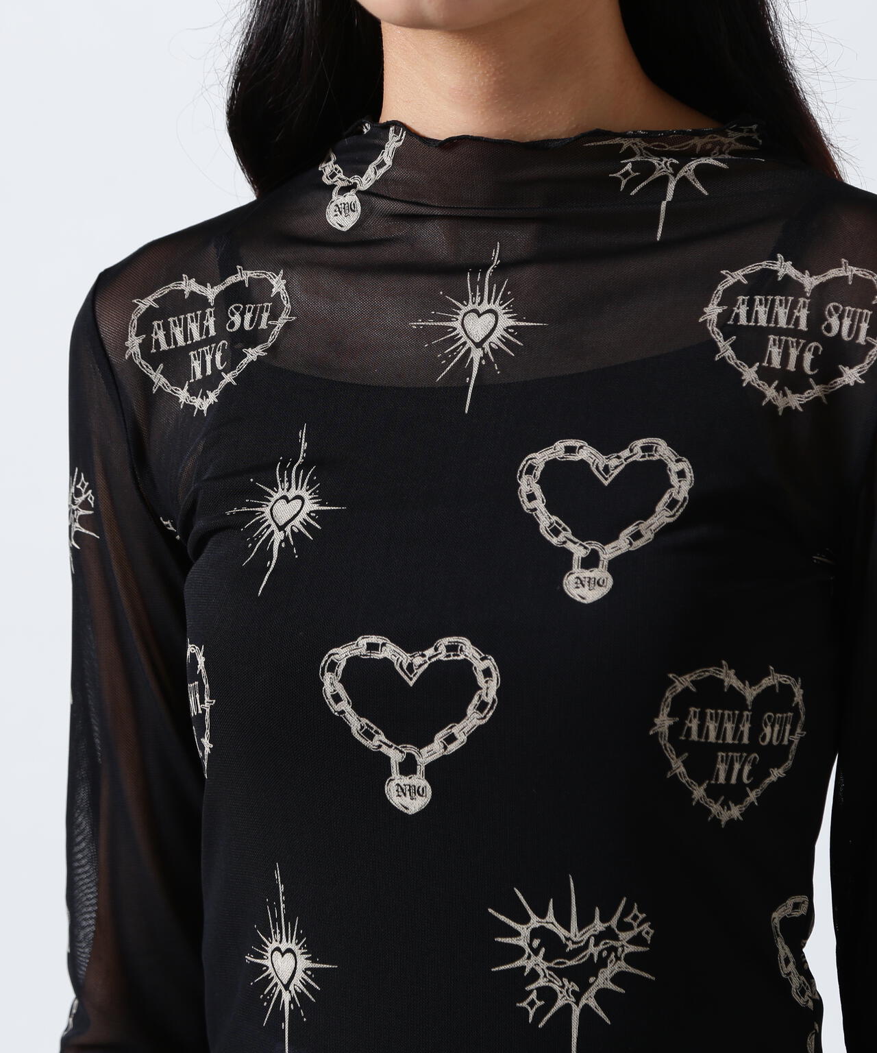 ANNA SUI NYC/アナ スイ エヌワイシー/ハート総柄シアートップス