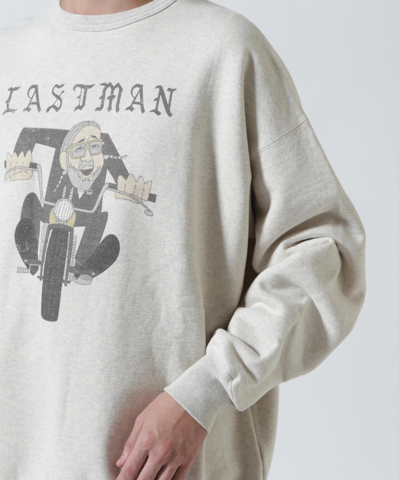 LASTMAN/ラストマン/PRINTED CREW NECK -EASY RIDER OATMEAL (252LM