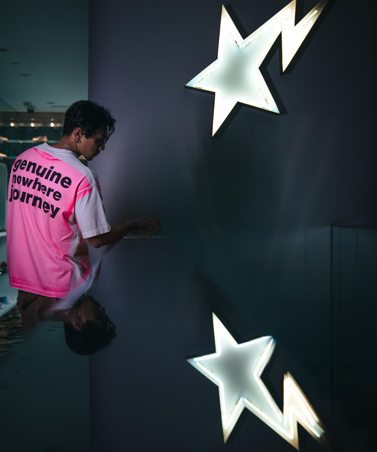 SAINT MICHAEL/セントマイケル/BAPE_SS TEE/HANDPRINT/WHITE×PINK