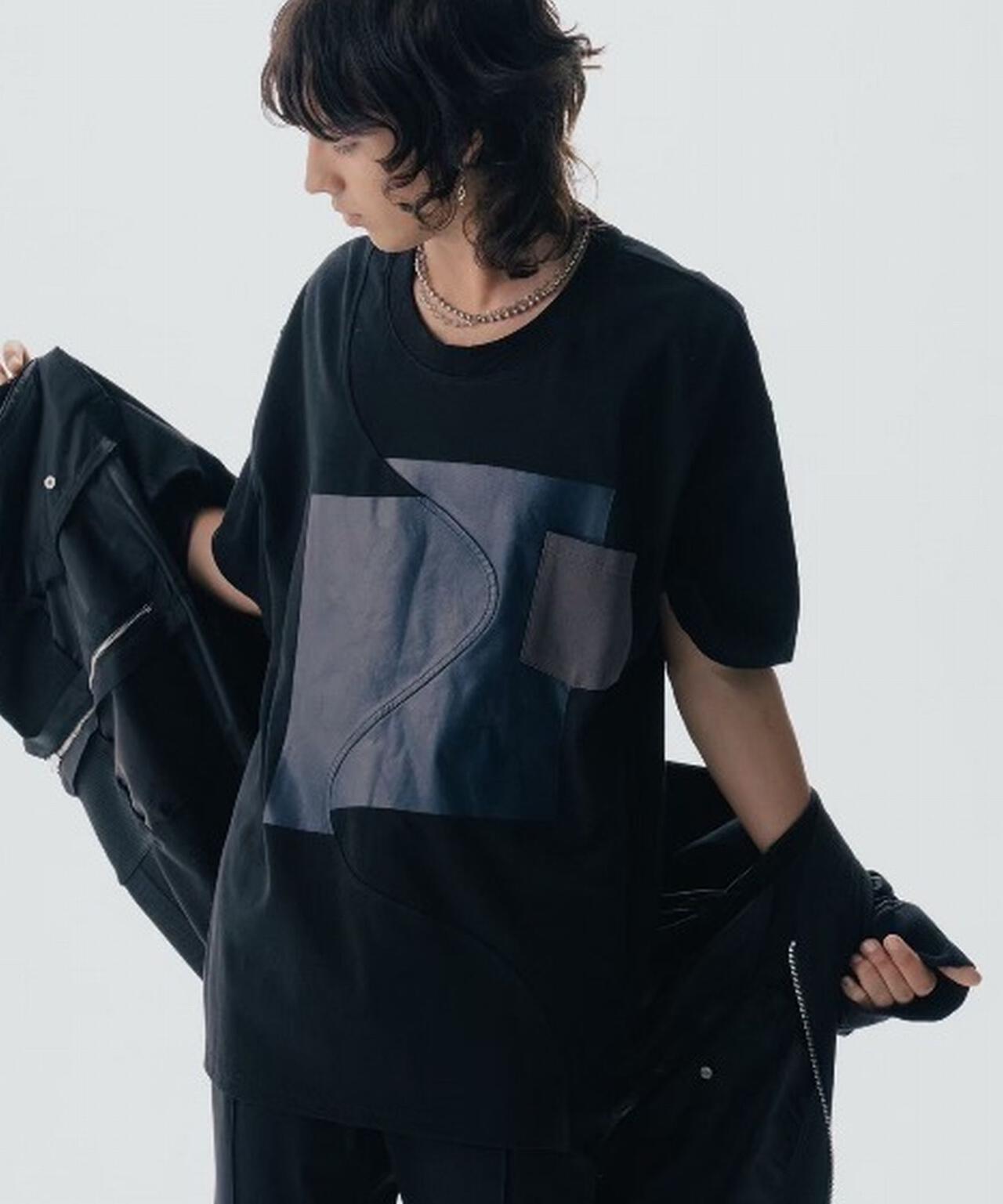 Maison ULA/メゾン ウラ/切り替えプリントTシャツ