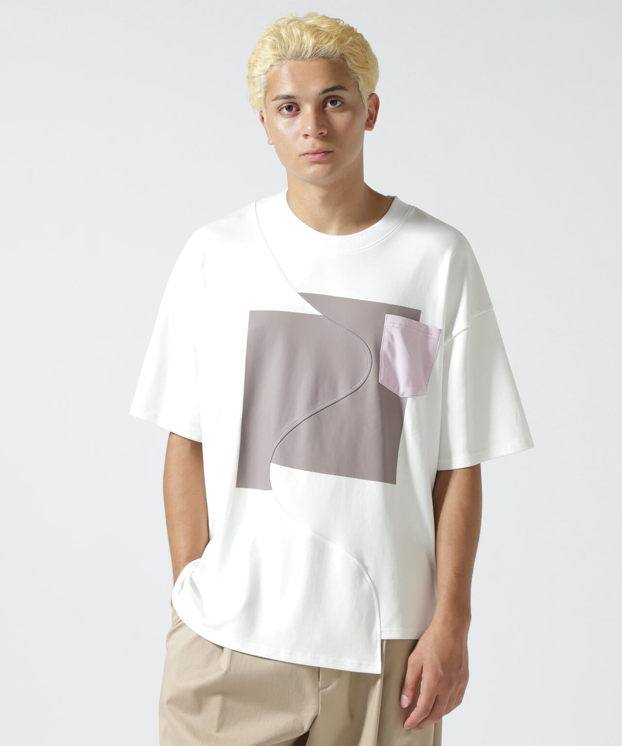 Maison ULA/メゾン ウラ/切り替えプリントTシャツ