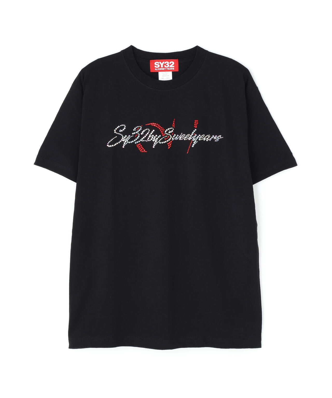 SY32 by SWEET YEARS/エスワイサーティトゥ バイ スィートイヤーズ/CURSIVE LOGO RHINESTONE TE