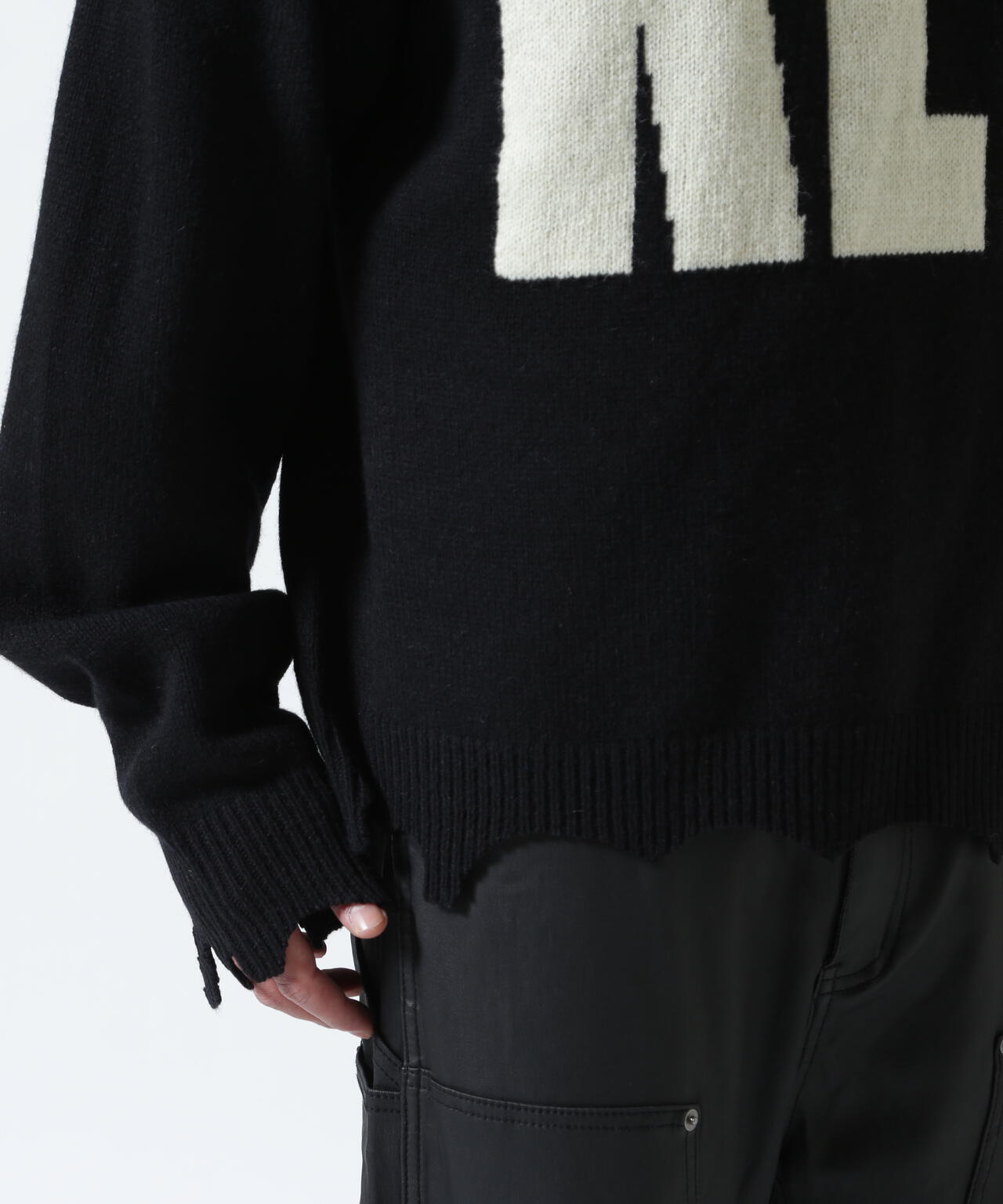 SAINT MICHAEL/セントマイケル/KLF CREW NEECK KNIT/KLF/BLACK