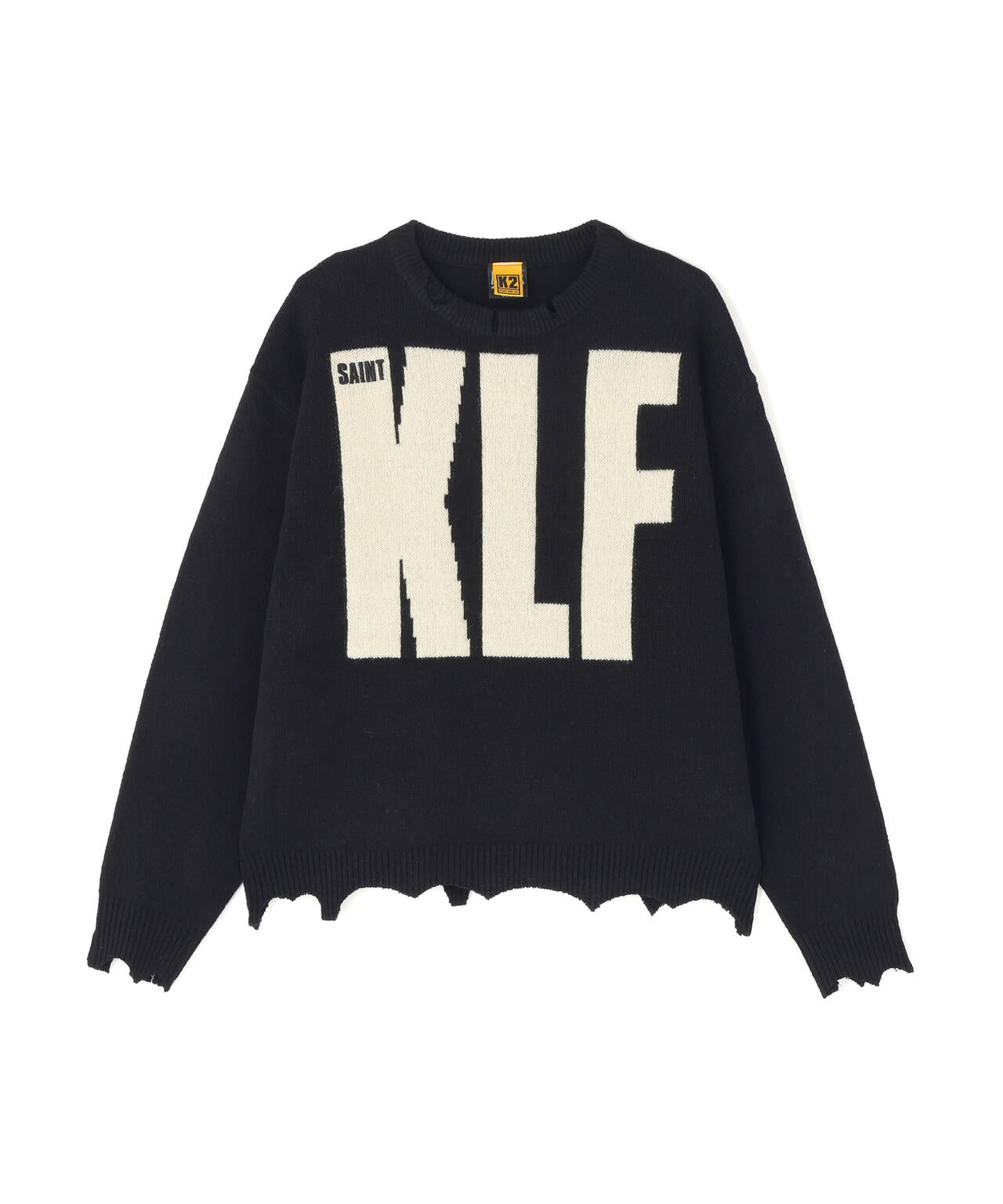 セントマイケル　KLF　ブラック　長袖 SAINT MICHAEL/セントマイケル/KLF CREW NEECK KNIT/KLF/BLACK | ROYAL