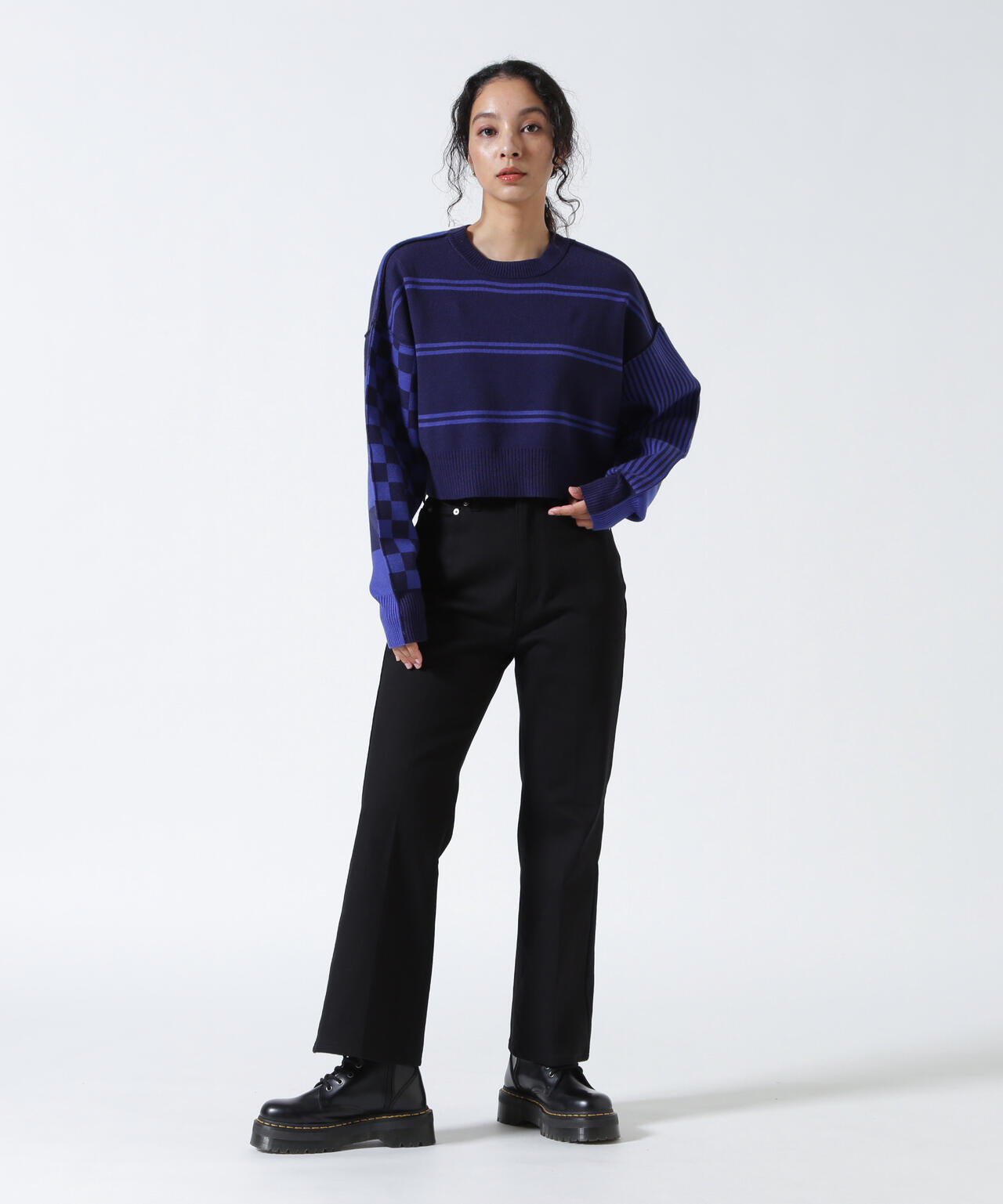 AULA AILA/アウラアイラ/別注マルチボーダー2WAYニット