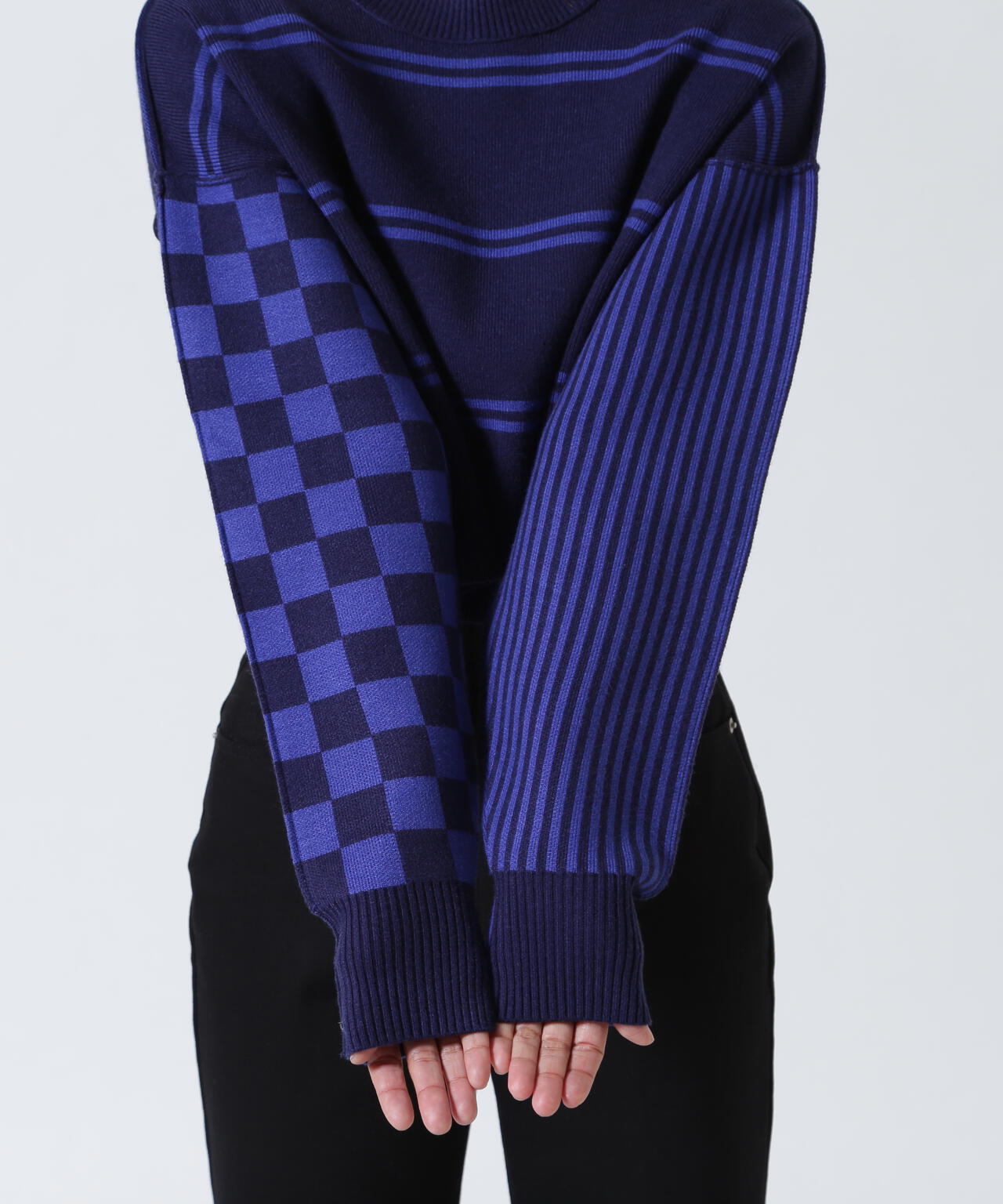 AULA AILA/アウラアイラ/別注マルチボーダー2WAYニット