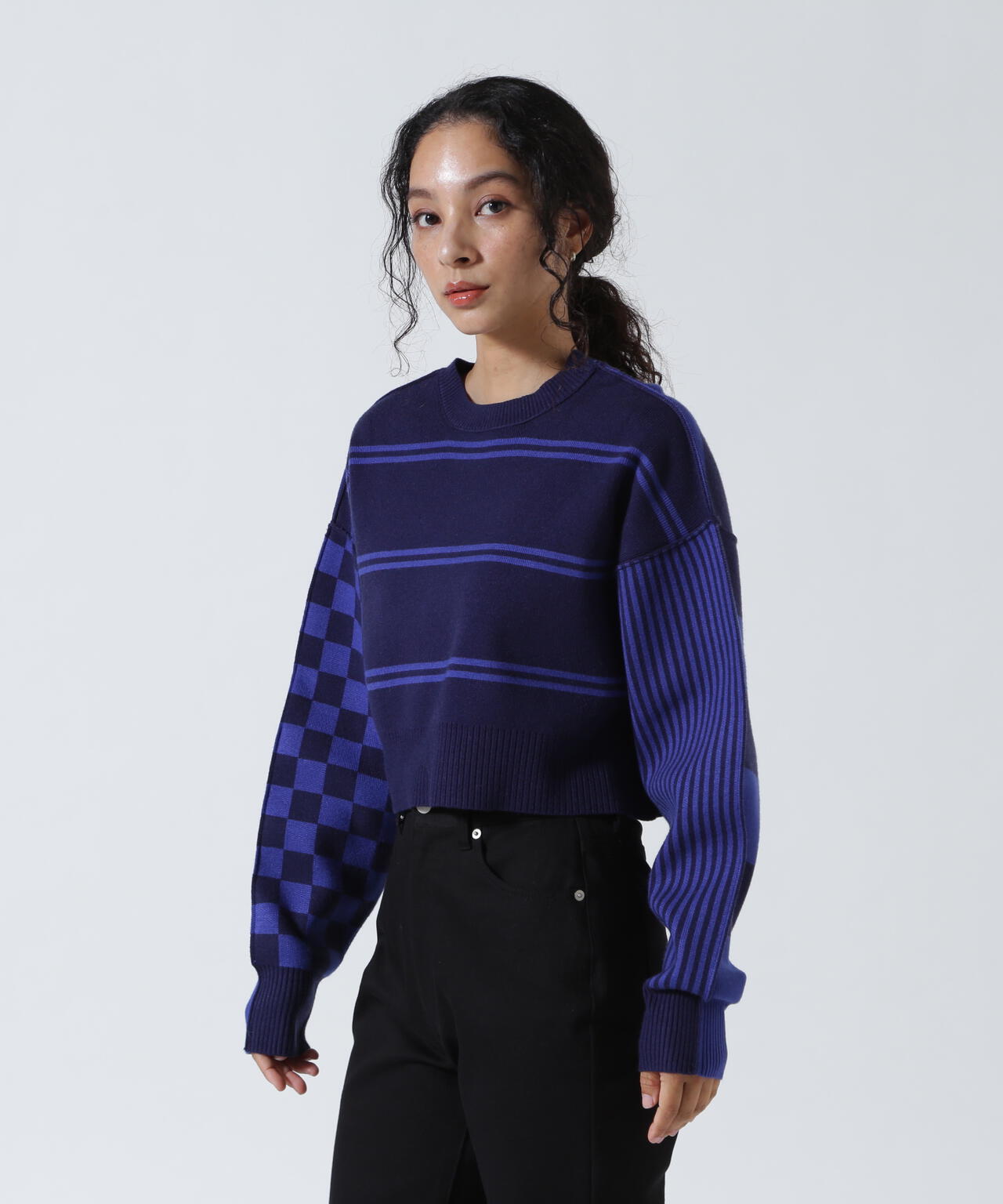 AULA AILA/アウラアイラ/別注マルチボーダー2WAYニット