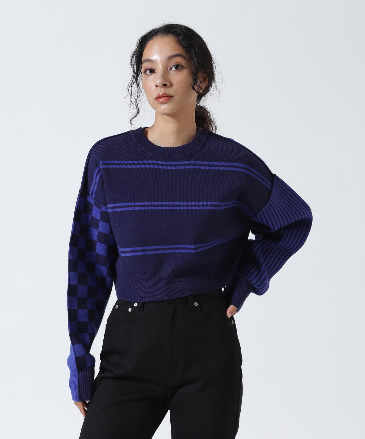 AULA AILA/アウラアイラ/別注マルチボーダー2WAYニット