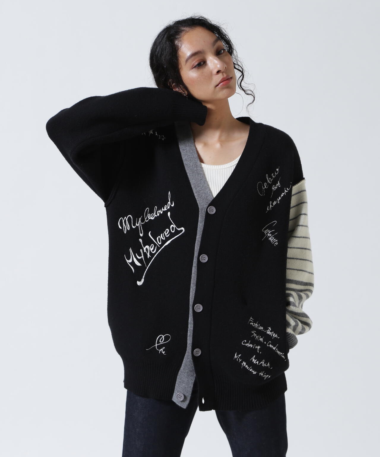 AULA AILA/アウラアイラ/MESSAGE LOGO CARDIGAN