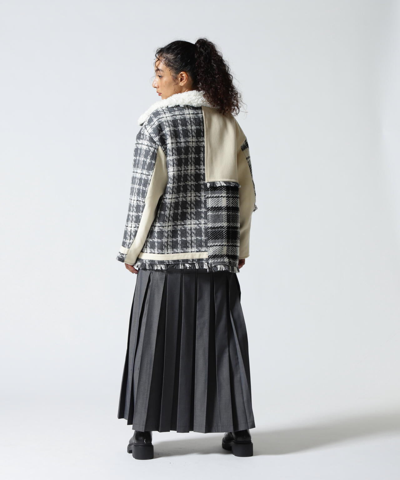 AULA AILA/アウラアイラ/別注チェックコンビネーションブルゾン