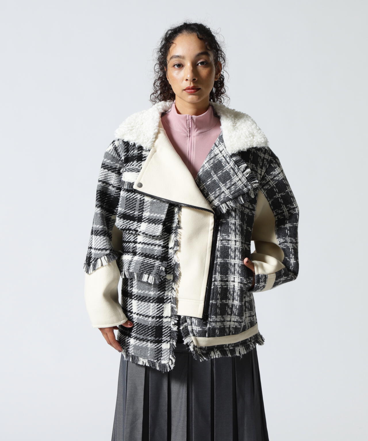 AULA AILA/アウラアイラ/別注チェックコンビネーションブルゾン