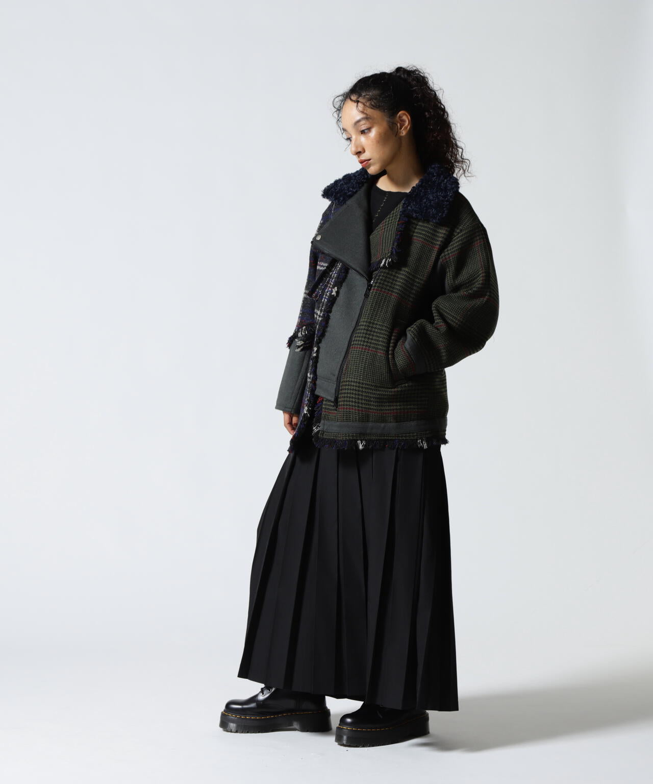 AULA AILA/アウラアイラ/別注チェックコンビネーションブルゾン