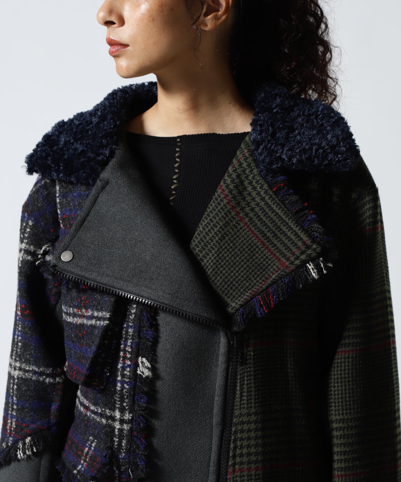 AULA AILA/アウラアイラ/別注チェックコンビネーションブルゾン