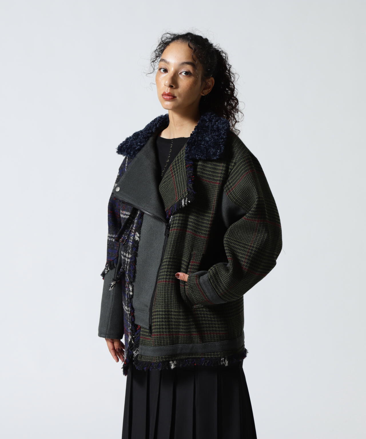 AULA AILA/アウラアイラ/別注チェックコンビネーションブルゾン