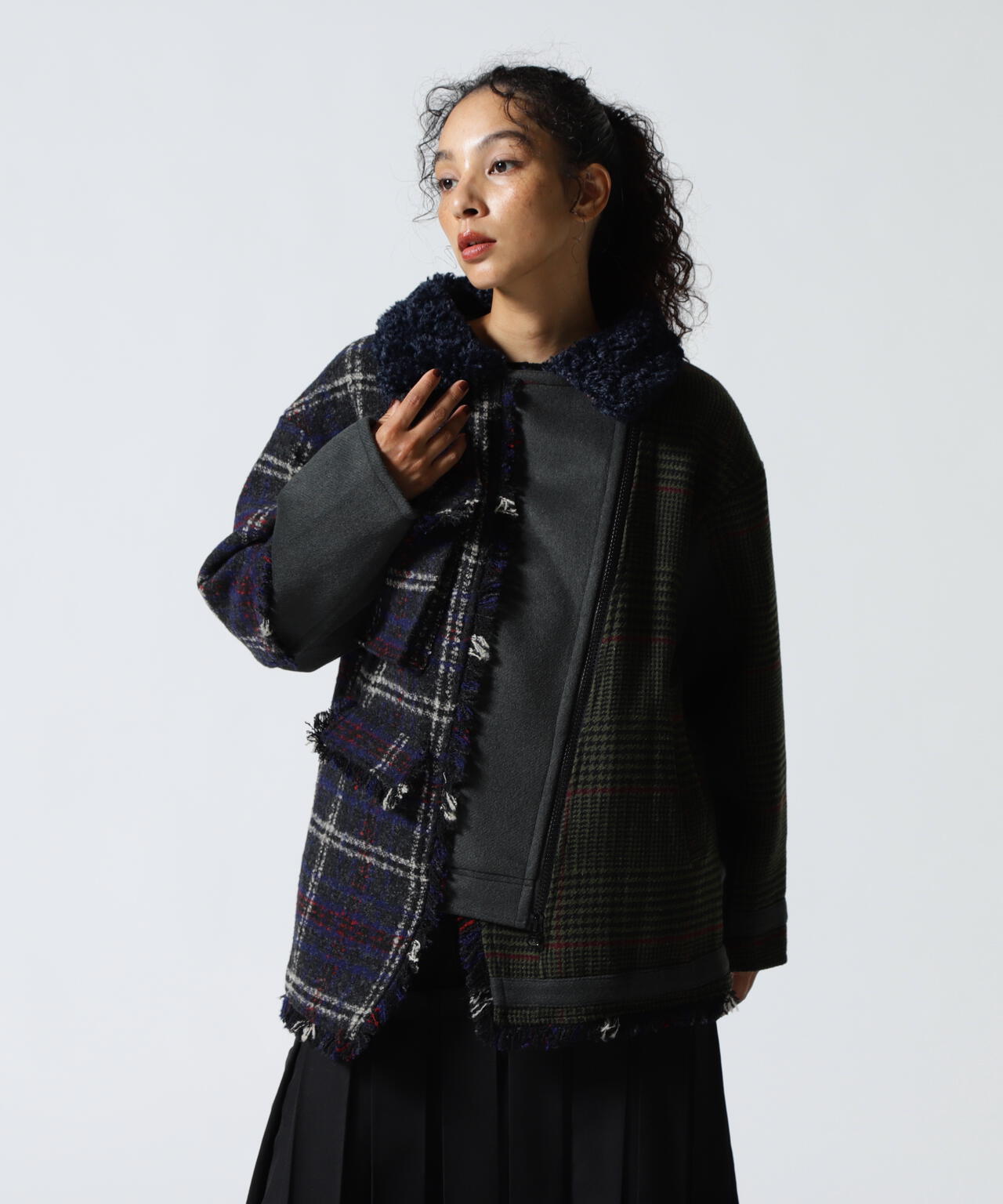 AULA AILA/アウラアイラ/別注チェックコンビネーションブルゾン