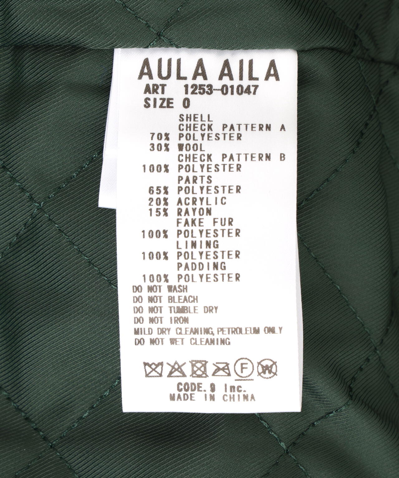 AULA AILA/アウラアイラ/別注チェックコンビネーションブルゾン