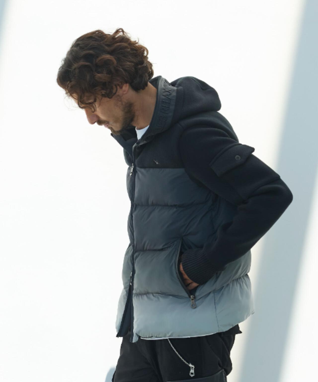 1PIU1UGUALE3 RELAX/ウノピゥ ウノ ウグァーレ トレ リラックス/グラデーションニットコンビパデッドジャケット