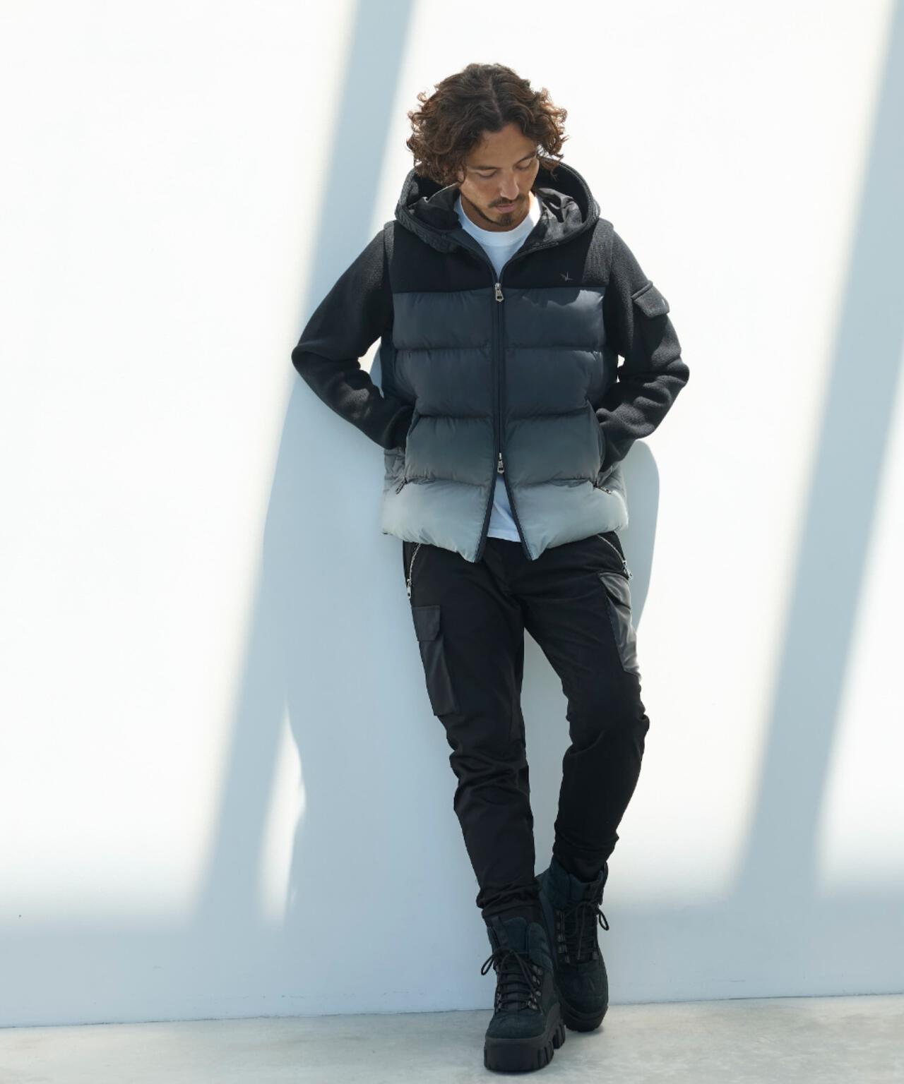 1PIU1UGUALE3 RELAX/ウノピゥ ウノ ウグァーレ トレ リラックス/グラデーションニットコンビパデッドジャケット