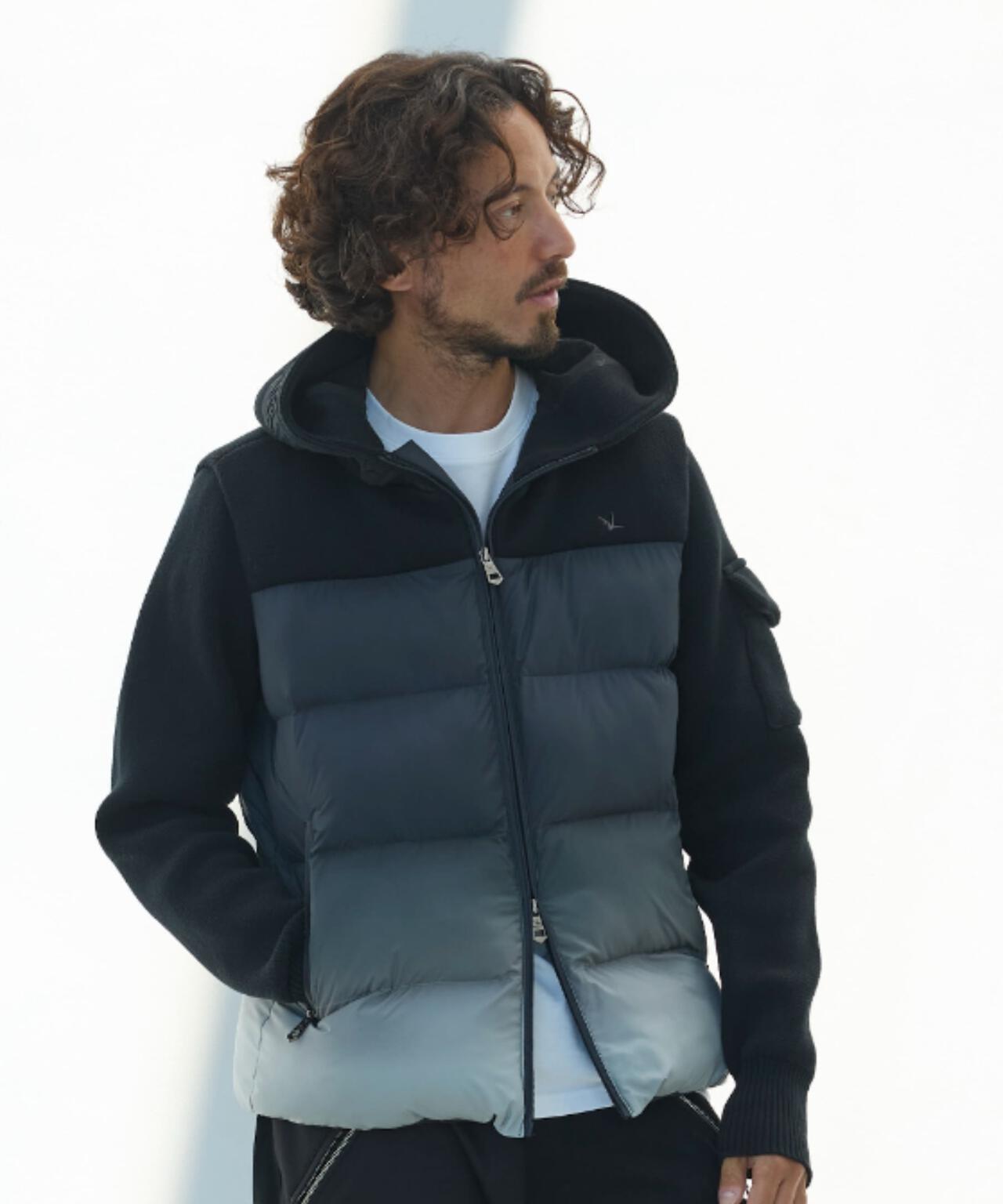 1PIU1UGUALE3 RELAX/ウノピゥ ウノ ウグァーレ トレ リラックス/グラデーションニットコンビパデッドジャケット