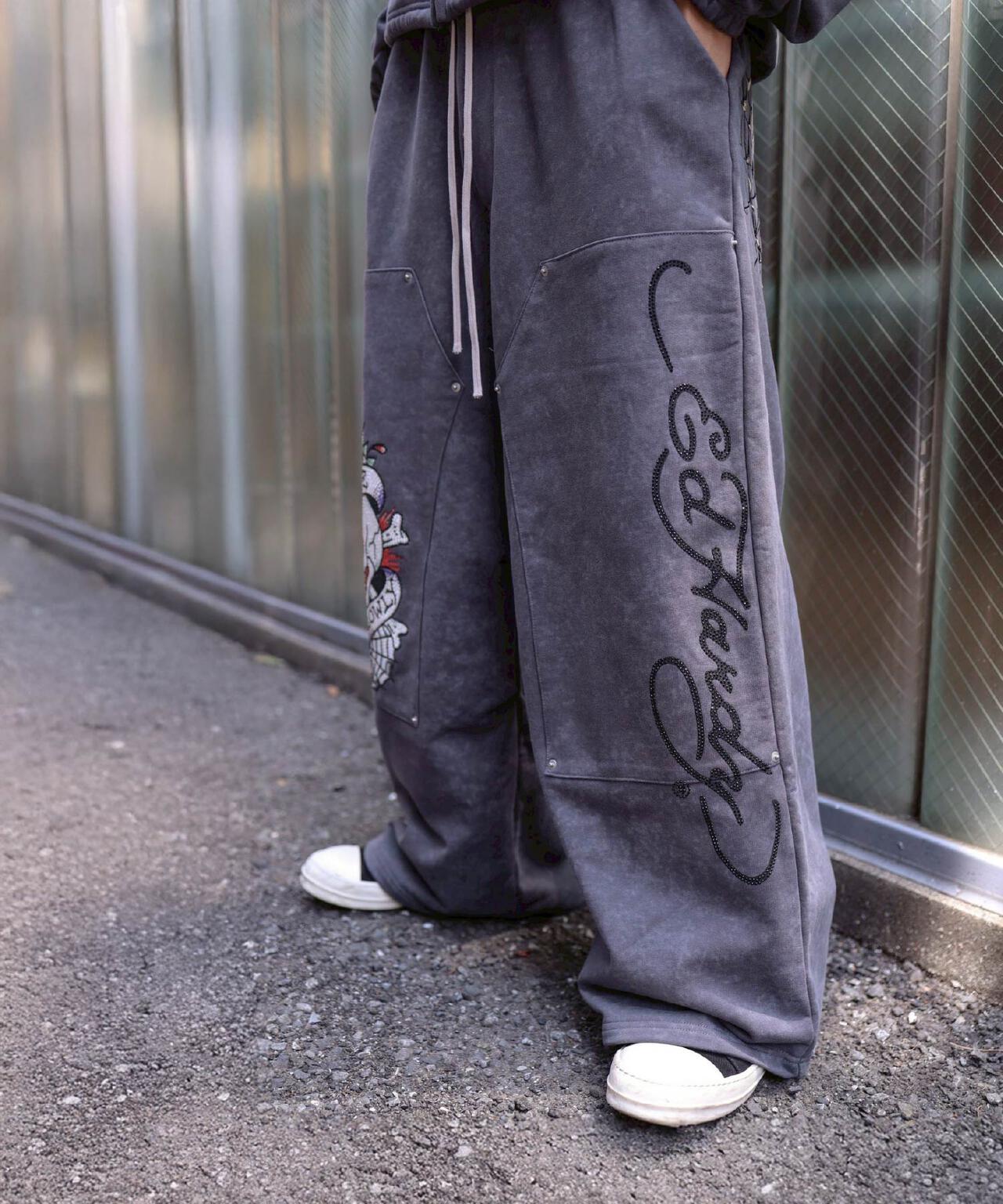 FR(13)NDS × Ed Hardy/フレンズ × エド・ハーディ/コラボ ダブルニースウェットパンツ