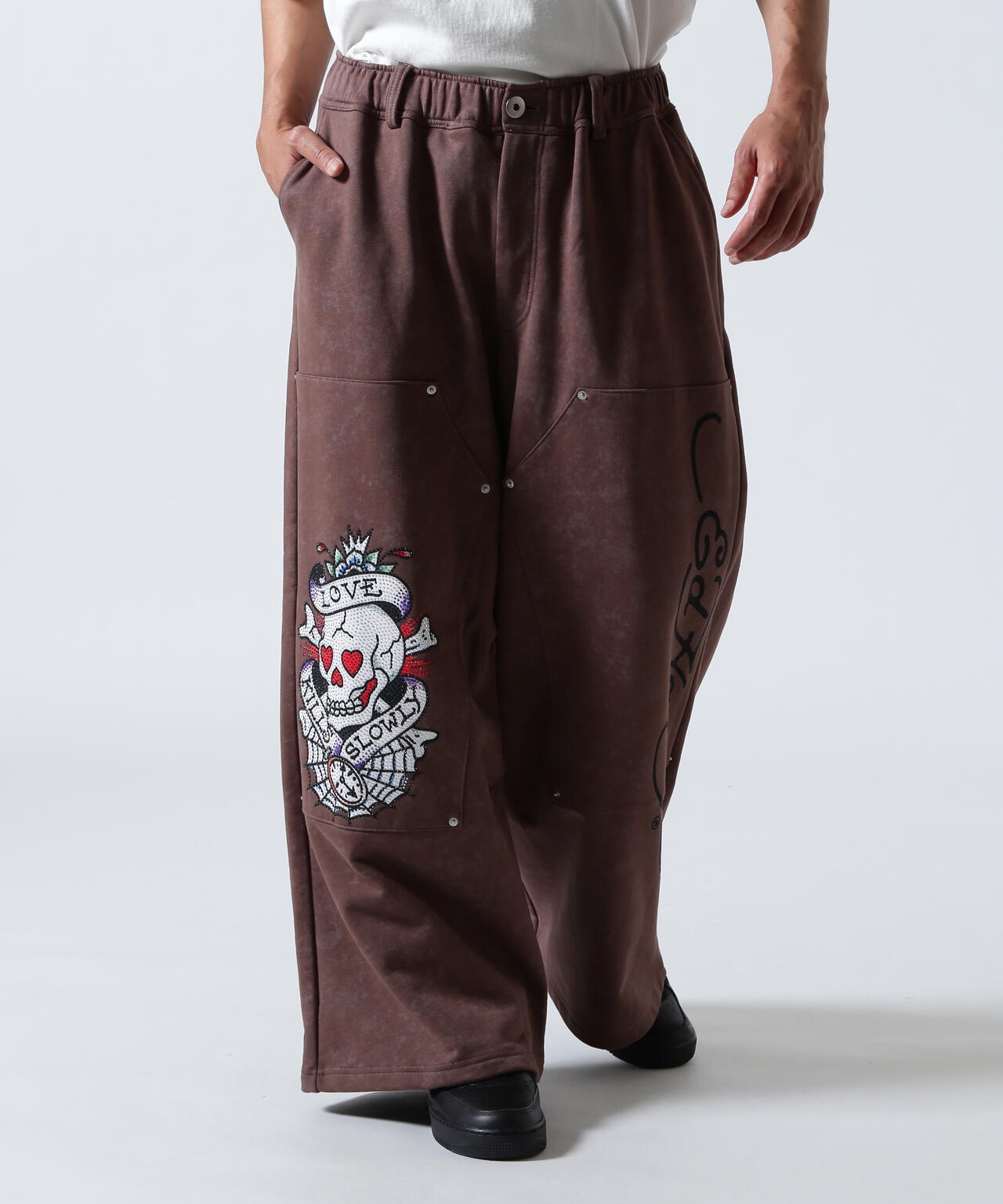 FR(13)NDS × Ed Hardy/フレンズ × エド・ハーディ/コラボ ダブルニースウェットパンツ