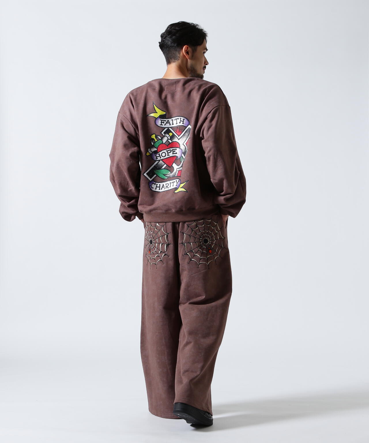 FR(13)NDS × Ed Hardy/フレンズ × エド・ハーディ/コラボ ダブルニースウェットパンツ