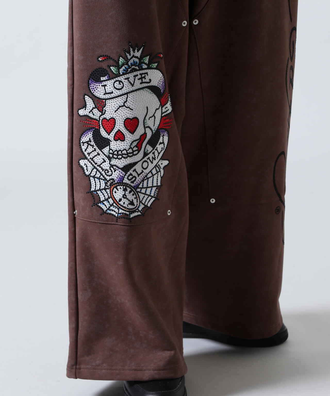 FR(13)NDS × Ed Hardy/フレンズ × エド・ハーディ/コラボ ダブルニースウェットパンツ