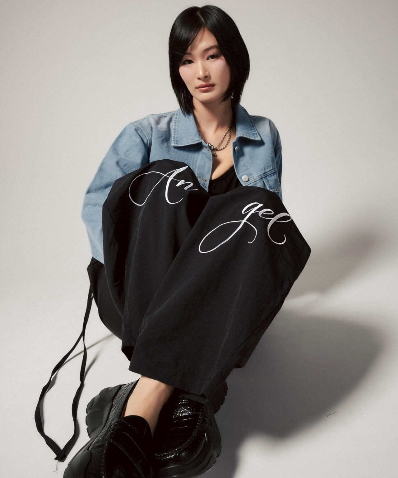 MITSUKI/ミツキ/ウエスト紐付きナイロンパンツ