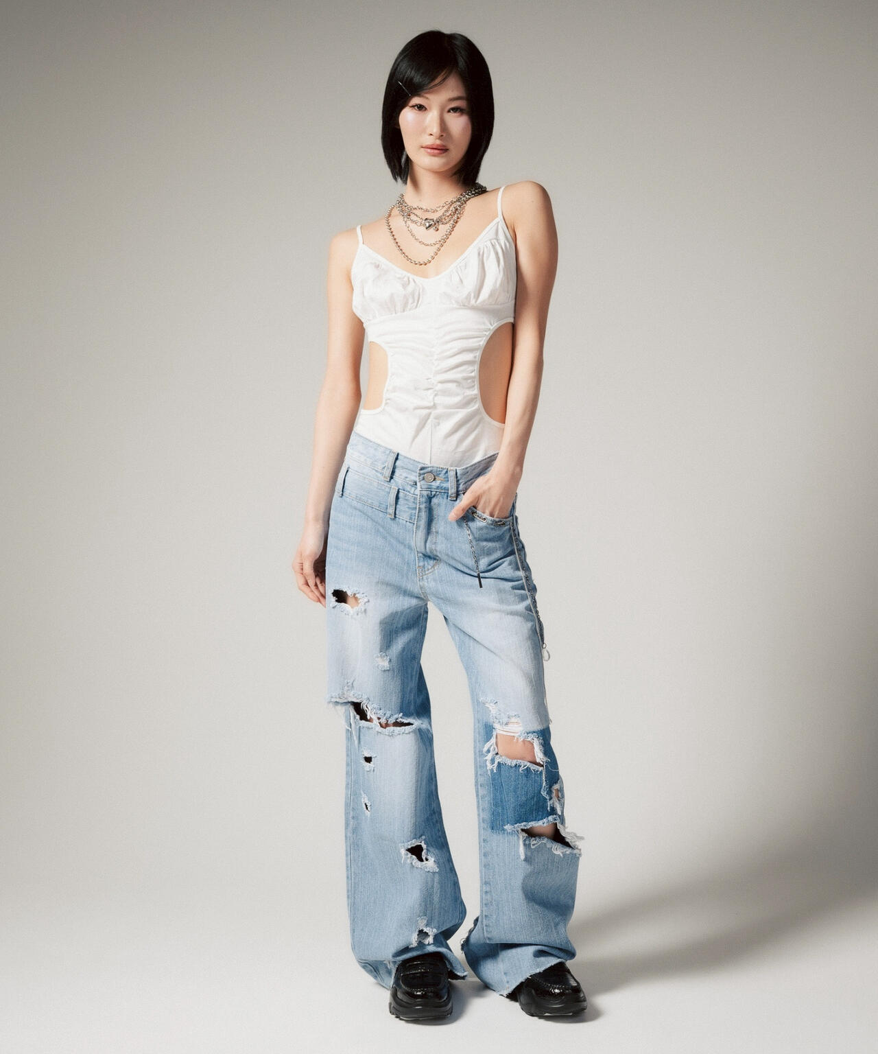 MITSUKI/ミツキ/クラッシュワイドデニムパンツ | ROYAL FLASH