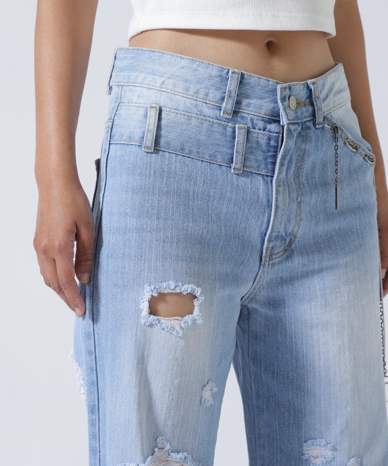 MITSUKI/ミツキ/クラッシュワイドデニムパンツ