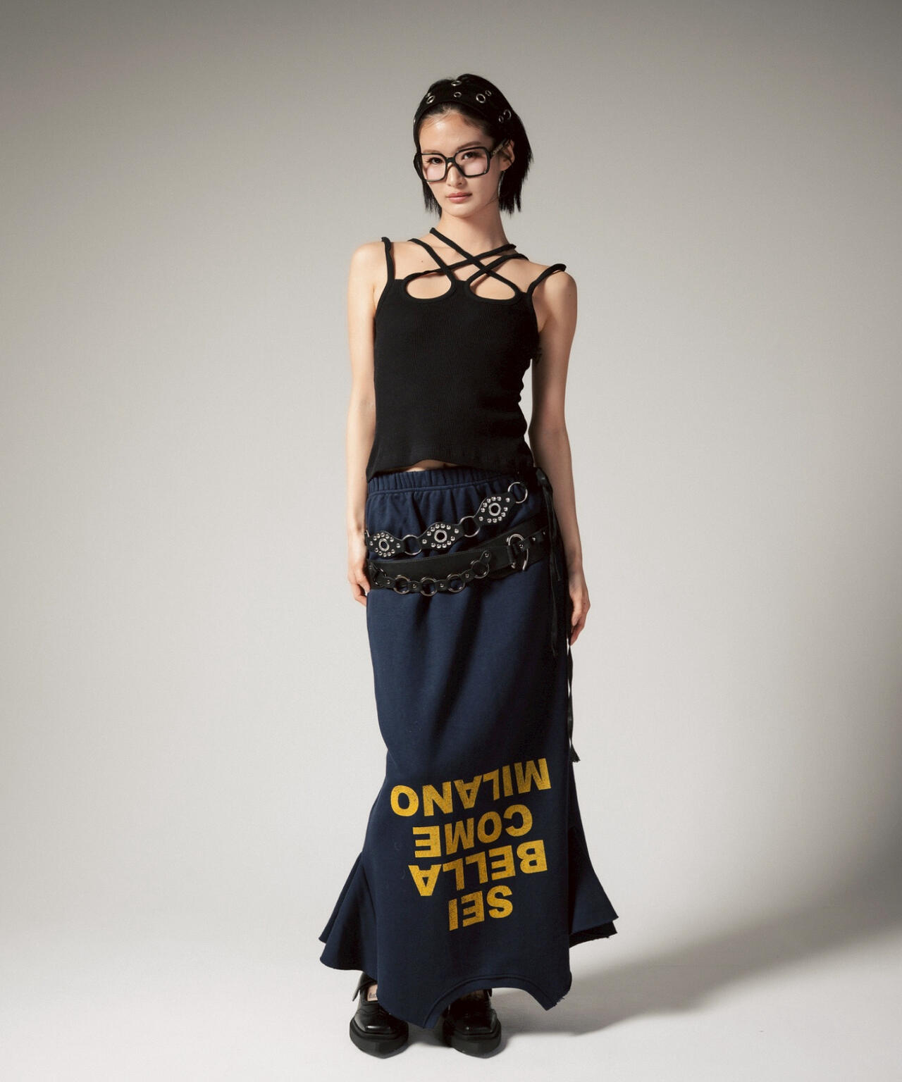 MITSUKI/ミツキ/ロゴ入りリメイク風スカート