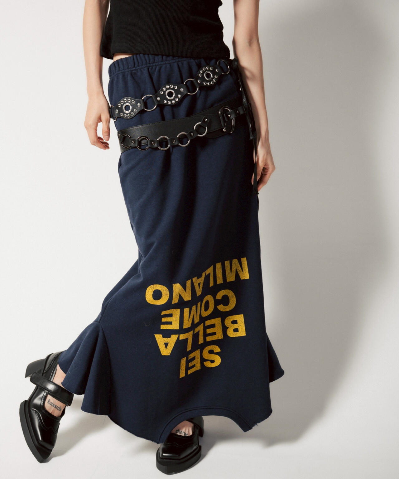 MITSUKI/ミツキ/ロゴ入りリメイク風スカート