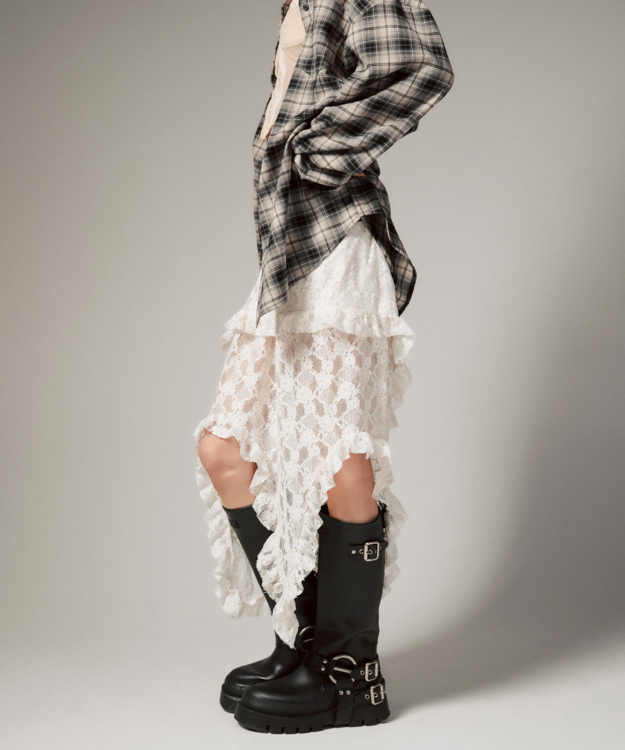 MITSUKI/ミツキ/ベルト付きレーススカート