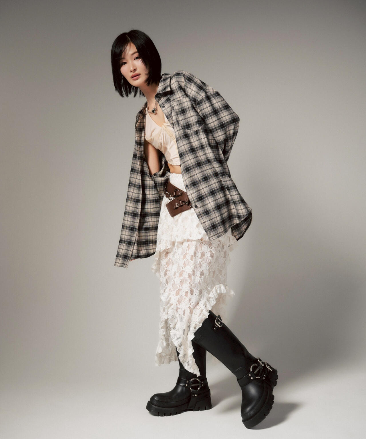 MITSUKI/ミツキ/ベルト付きレーススカート