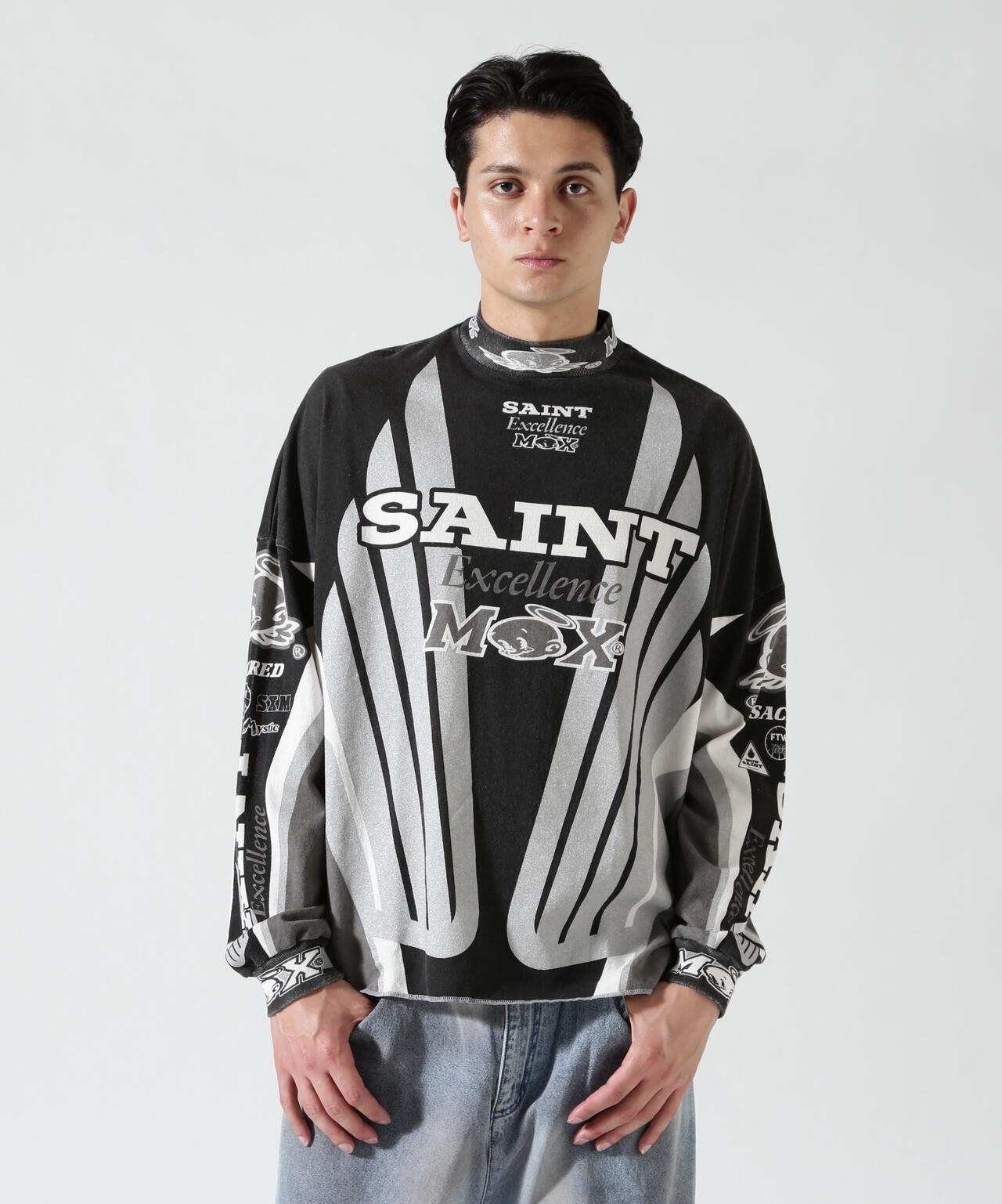 SAINT MICHAEL Tシャツ セントマイケル ロングスリーブ XL SAINT MICHAEL/セントマイケル/LS T-SHIRT/SAINT MX/BLACK | ROYAL