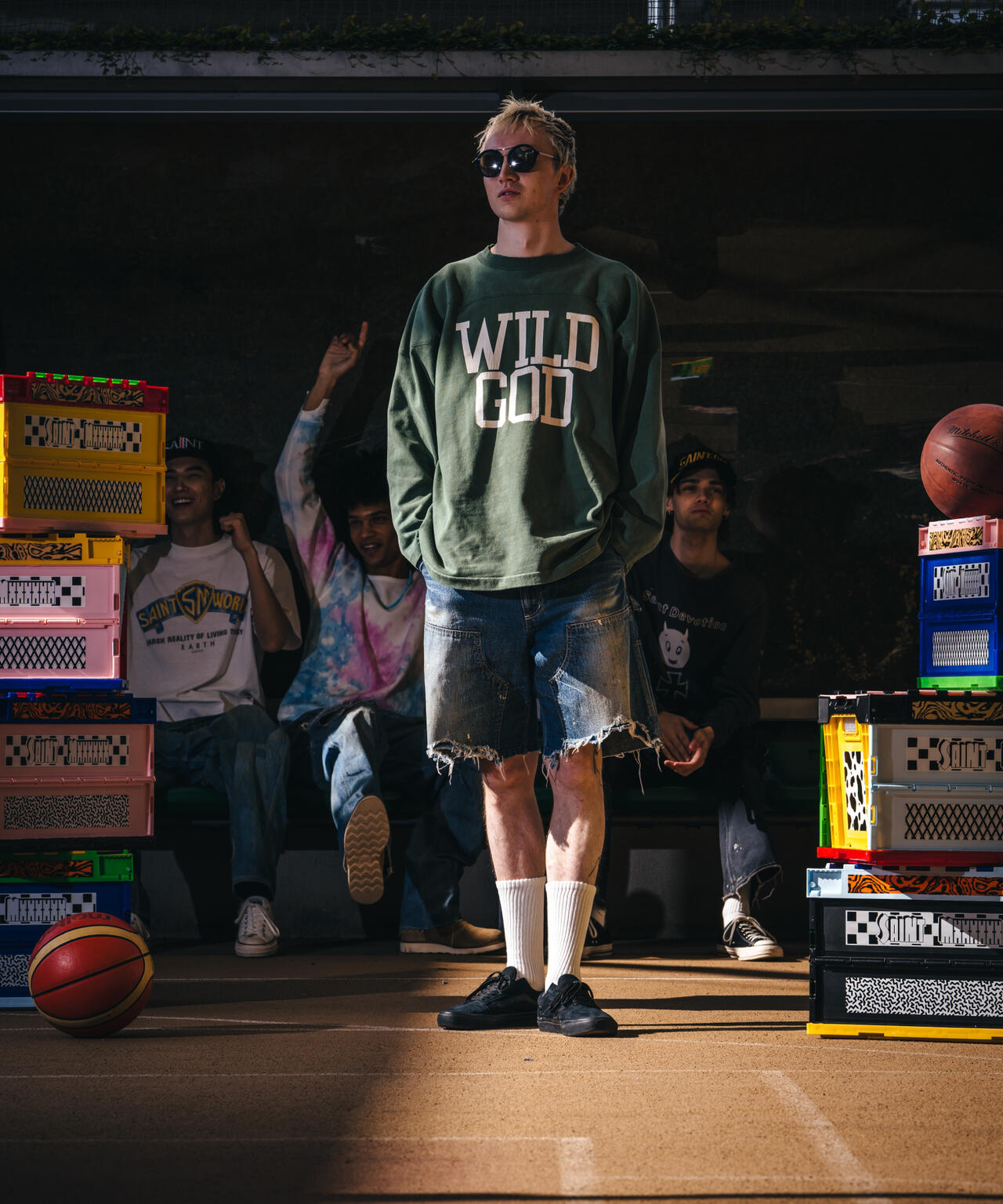 SAINT MICHAEL/セントマイケル/FOOTBALL SWEAT/WILD GOD/GREEN | ROYAL