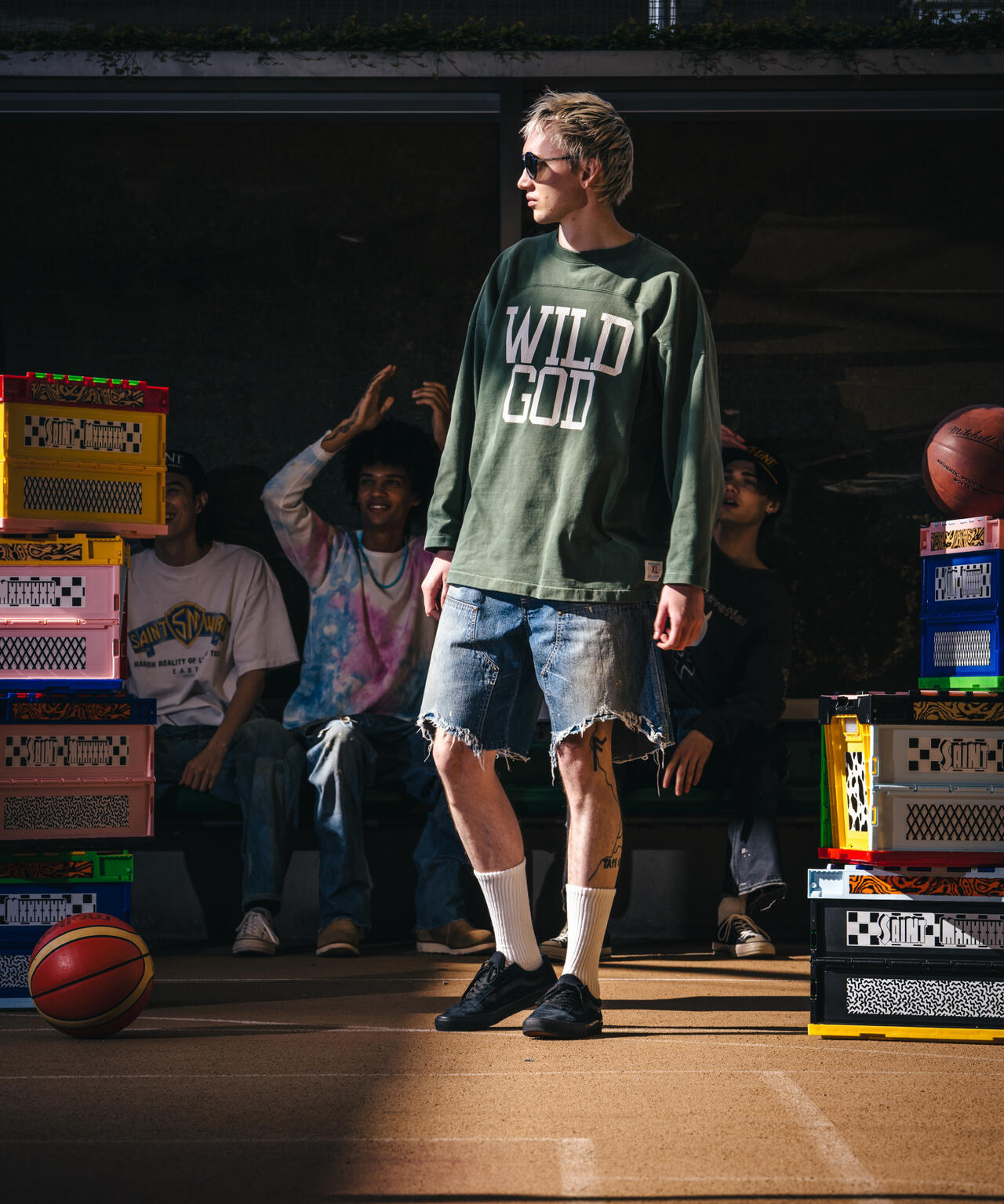 SAINT MICHAEL/セントマイケル/FOOTBALL SWEAT/WILD GOD/GREEN | ROYAL