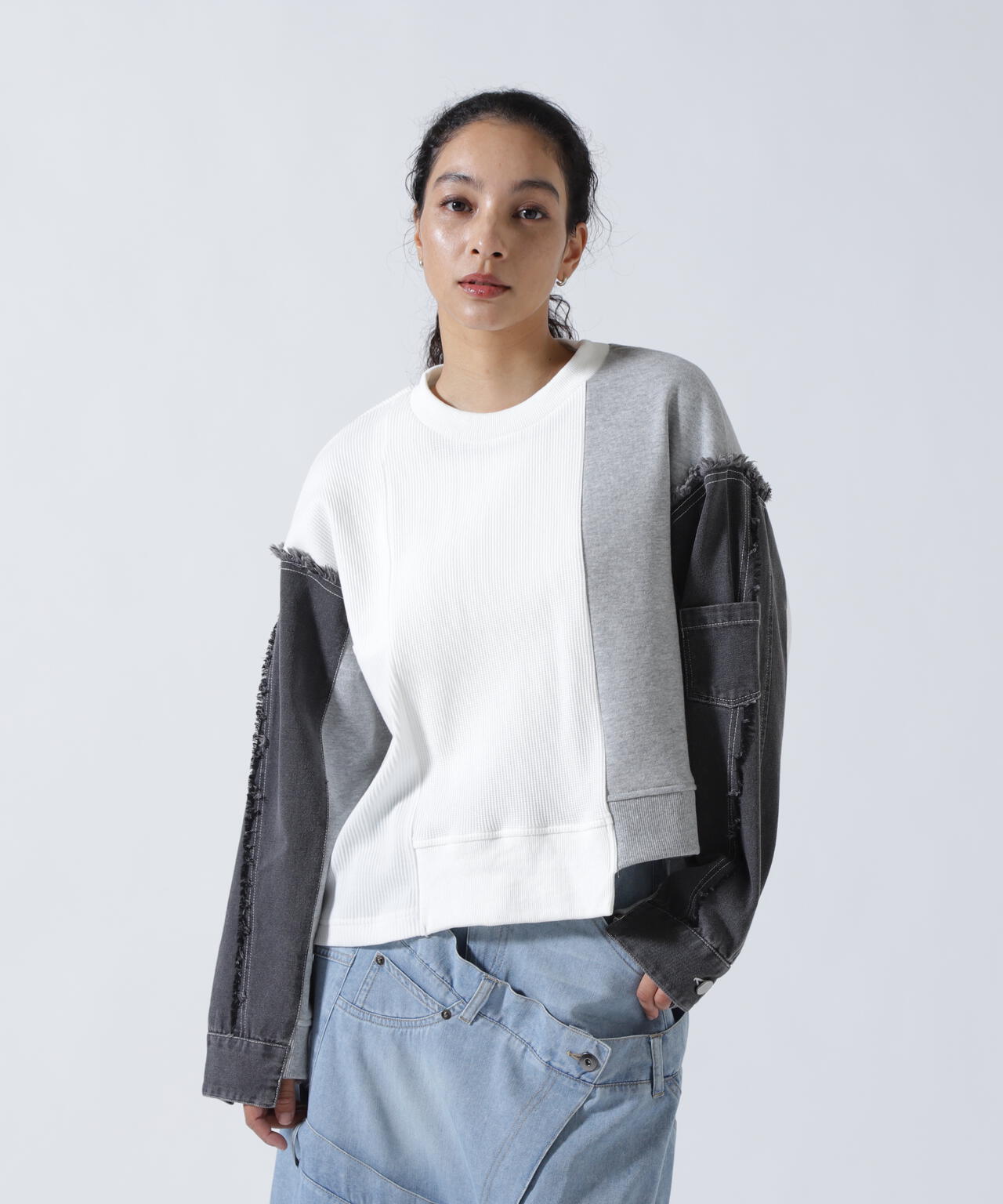 AULA AILA/アウラアイラ/別注デニムコンビネーションプルオーバー