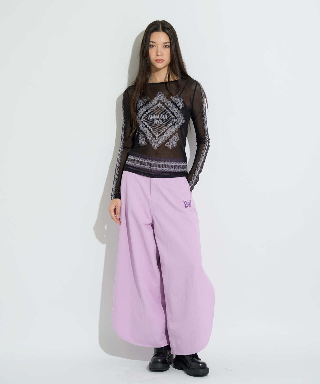 ANNA SUI NYC/アナ スイ エヌワイシー/レースプリントシアートップス