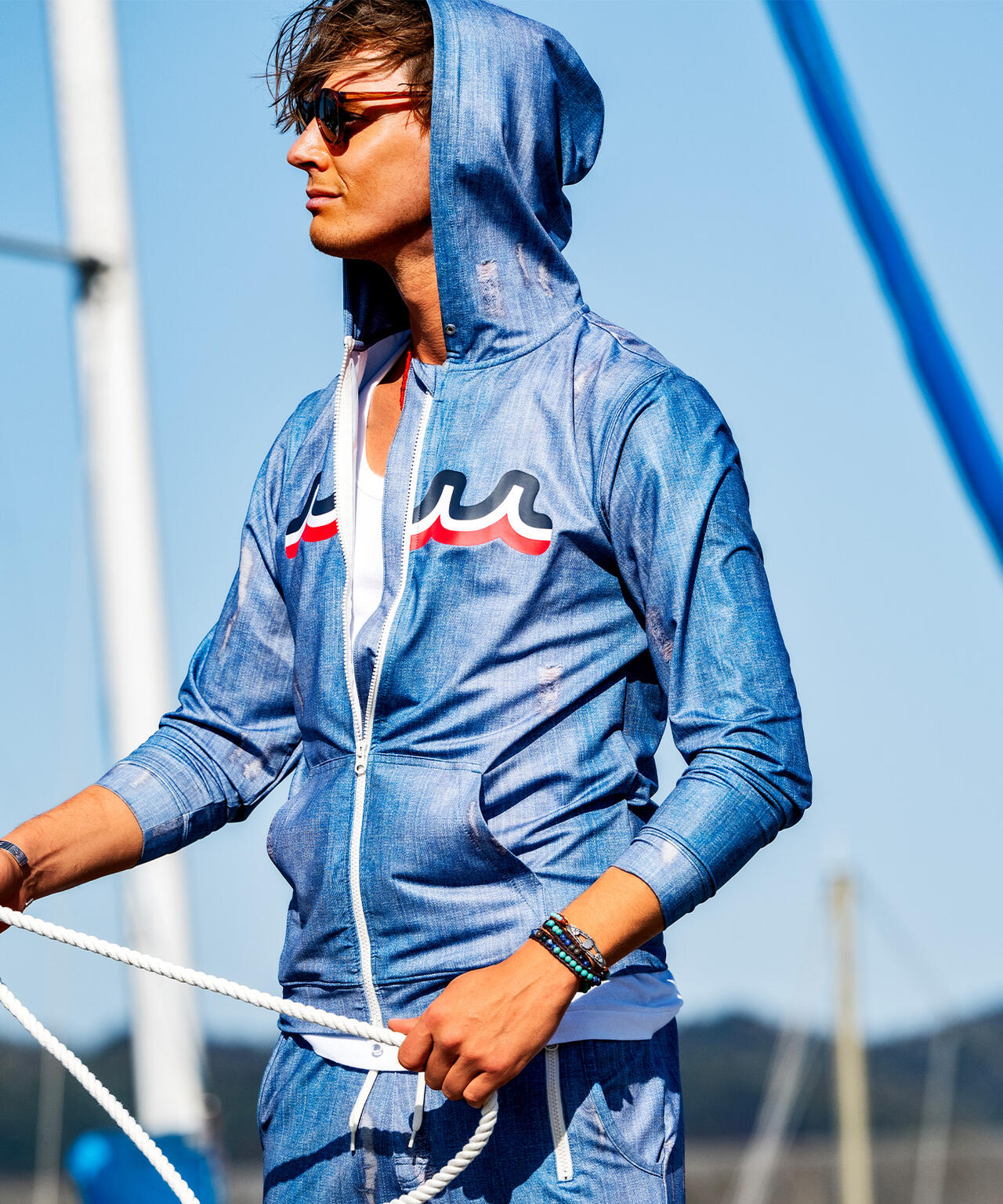 muta MARINE/ムータ マリン/別注DENIMプリントラッシュパーカー