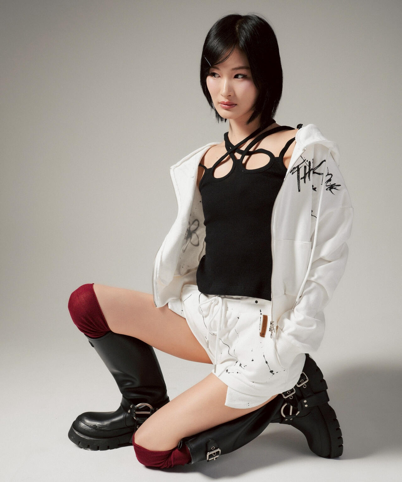 MITSUKI/ミツキ/ペイントフードジップアップパーカー