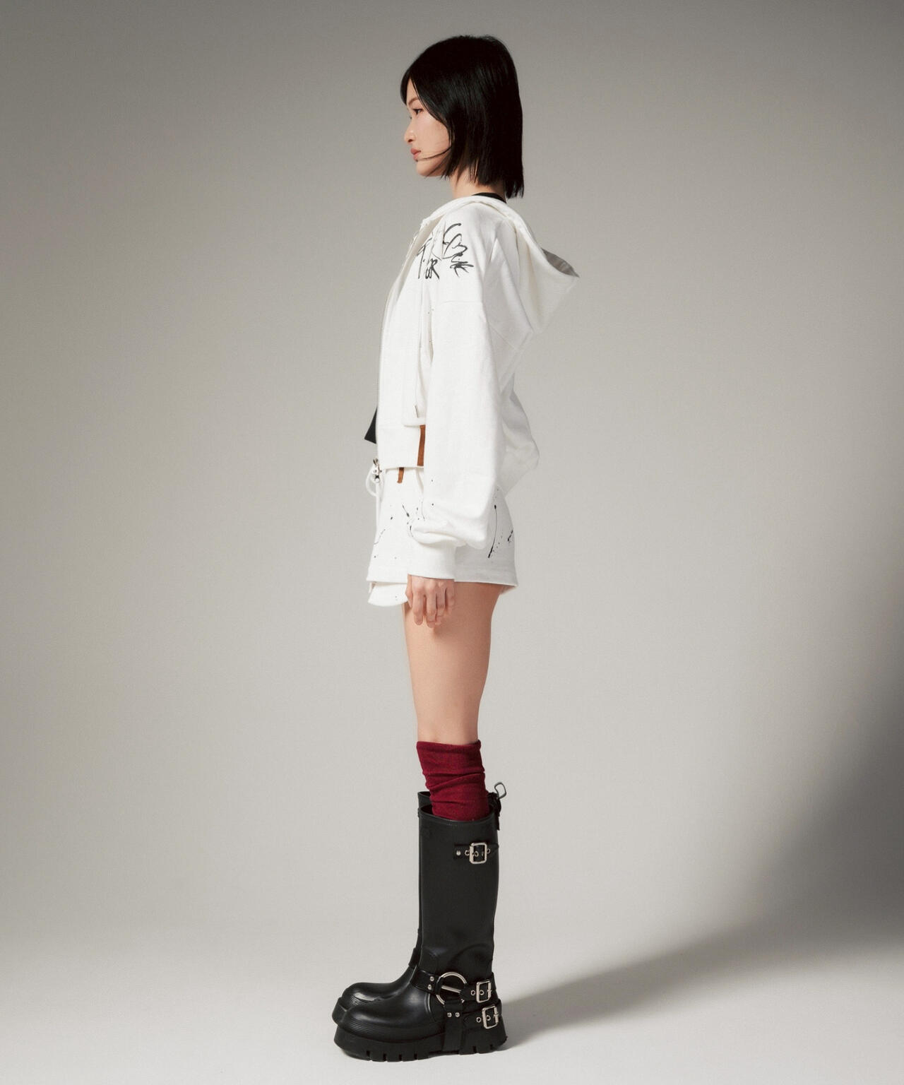 MITSUKI/ミツキ/ペイントフードジップアップパーカー