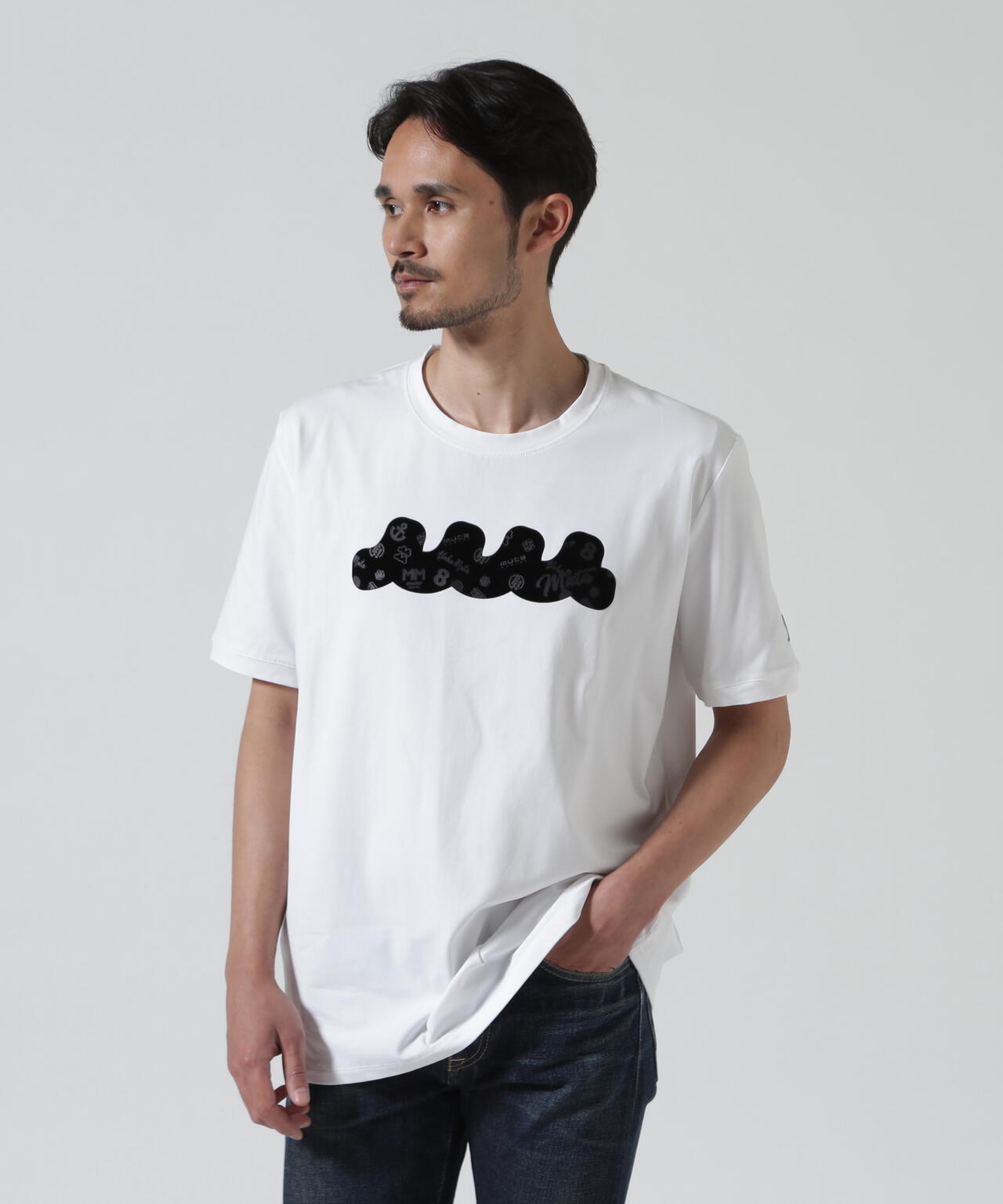 muta MARINE/ムータ マリン/別注フロッキーWAVE Tシャツ