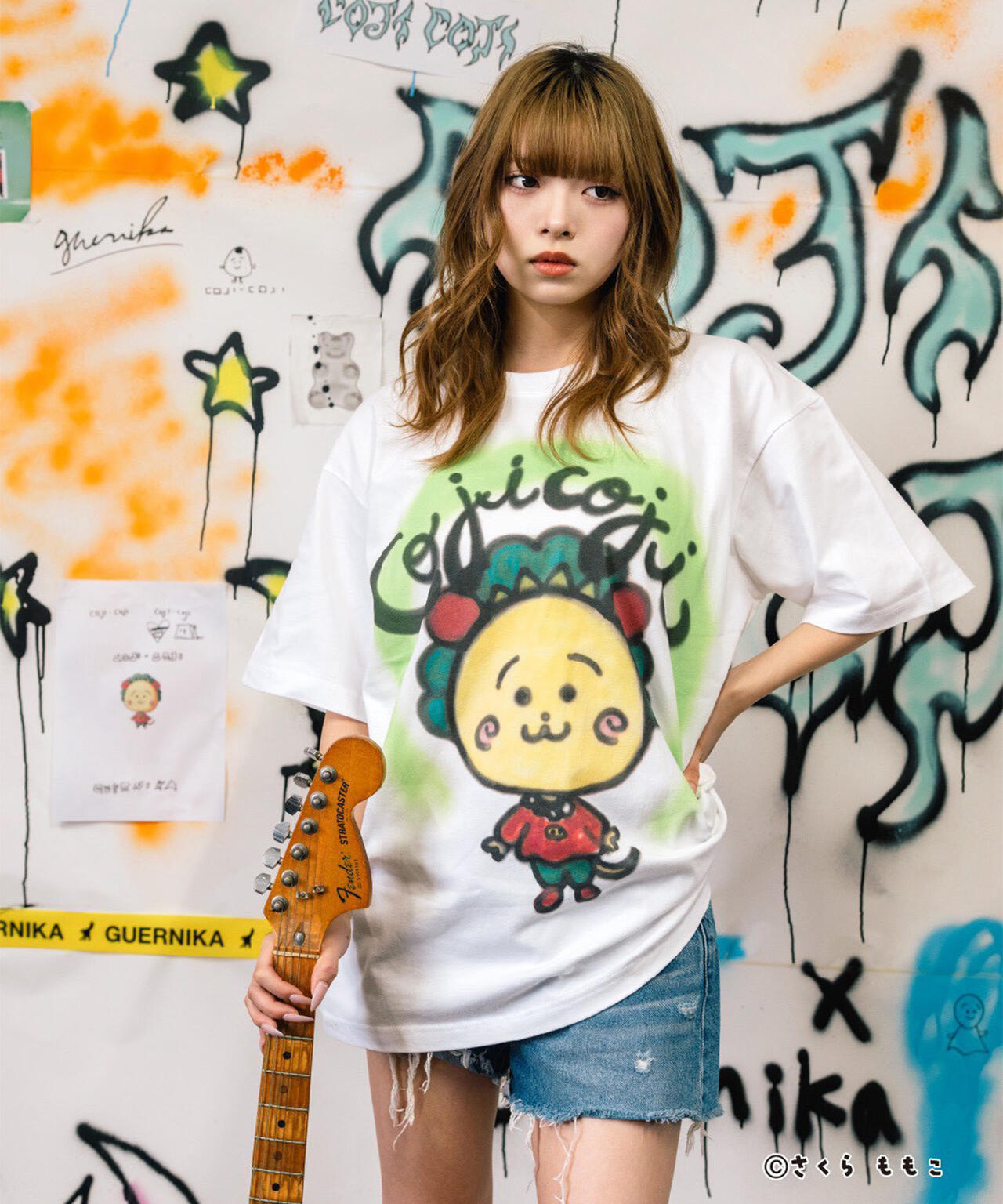 guernika/ゲルニカ/Drooping COJI-COJI Thumb Doll Spray T-shirt