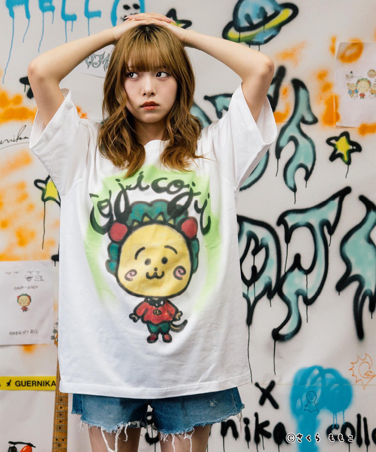 guernika/ゲルニカ/Drooping COJI-COJI Thumb Doll Spray T-shirt