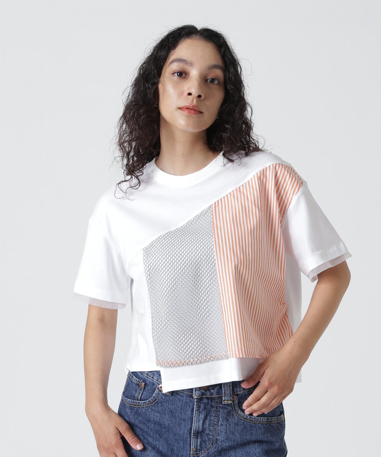 AULA AILA/アウラアイラ/別注メッシュコンビネーションＴシャツ
